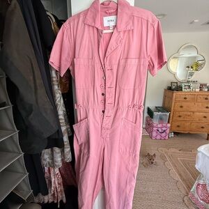 pistola Dusty Pink Short-Sleeve Utility Jumpsuit